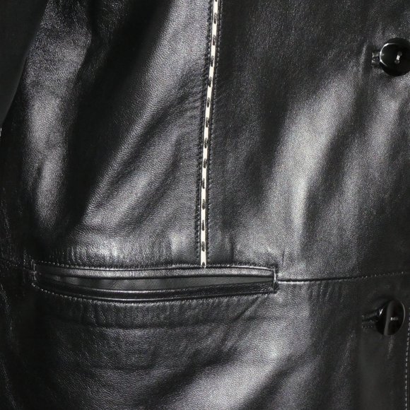 Piel & MODA Black Leather  Blazer / Jacket SIZE 40 - Picture 5 of 16